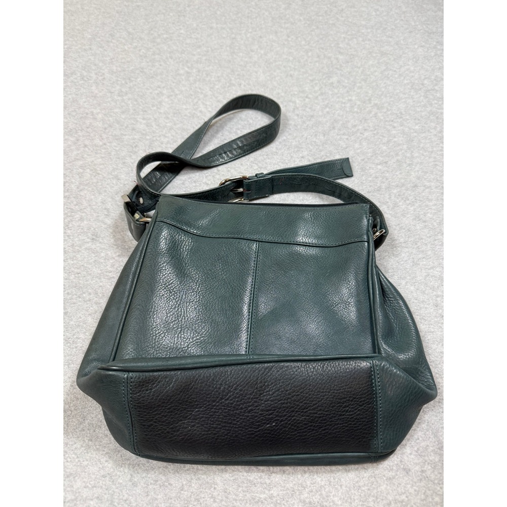 Wilsons Leather Pelle Studio Green Pebbled Leather Crossbody Bag Adjustable